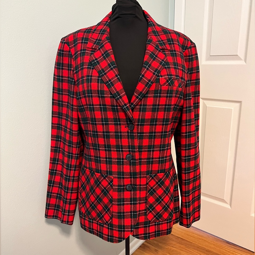 Vintage Holiday Plaid Wool Pendleton Blazer